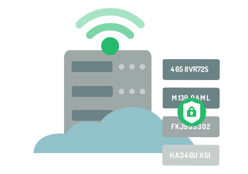 Illustration of encrypted data sent to a secure server